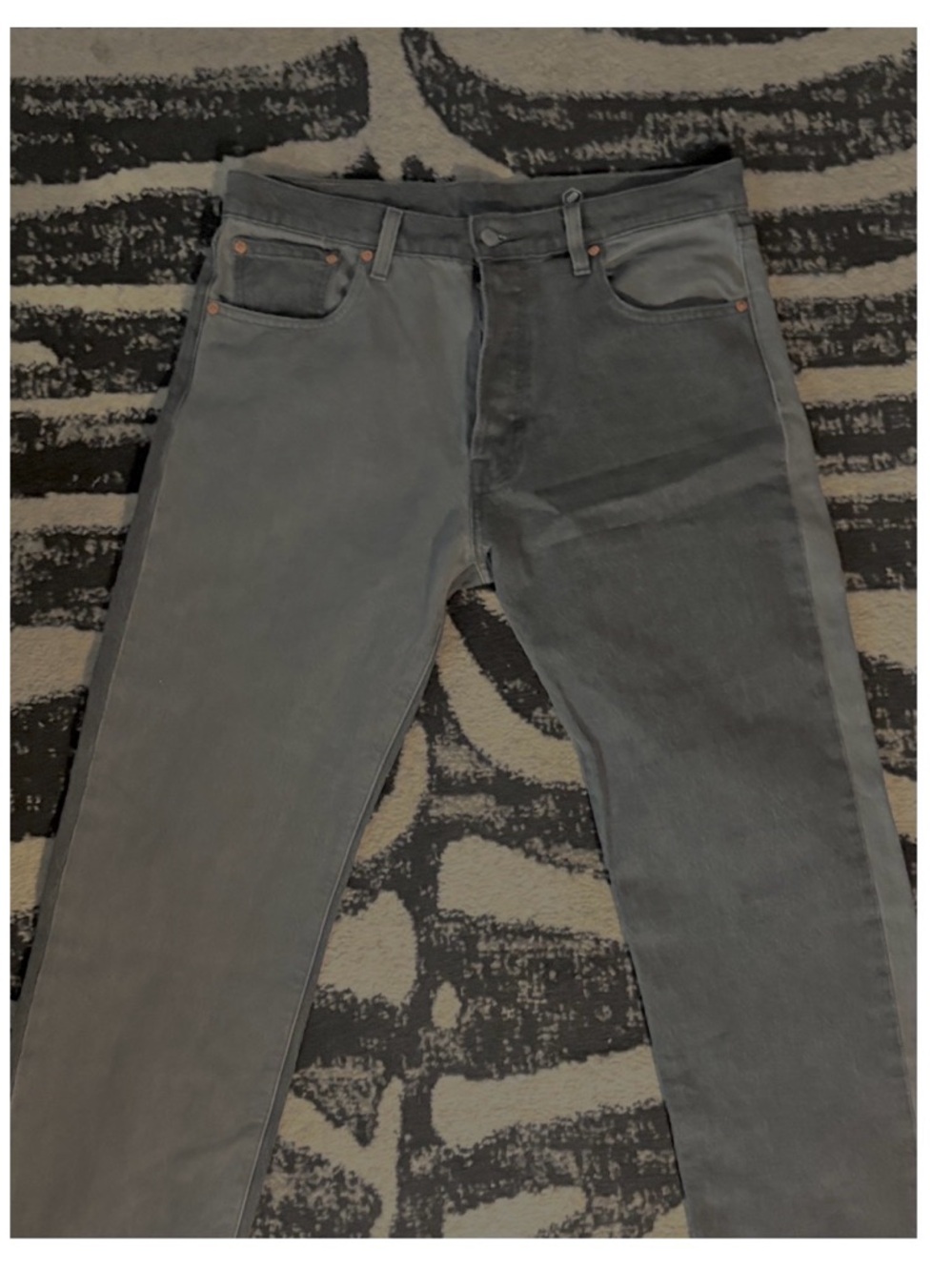 Men’s 501 Levi’s 34x32 Paneled Dark Charcoal Grey & Lighter Grey Brand New